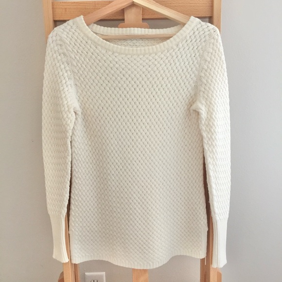 Athleta Cream Ivory Wool Blend Honeycomb Sweater Tunic - Picture 3 of 13